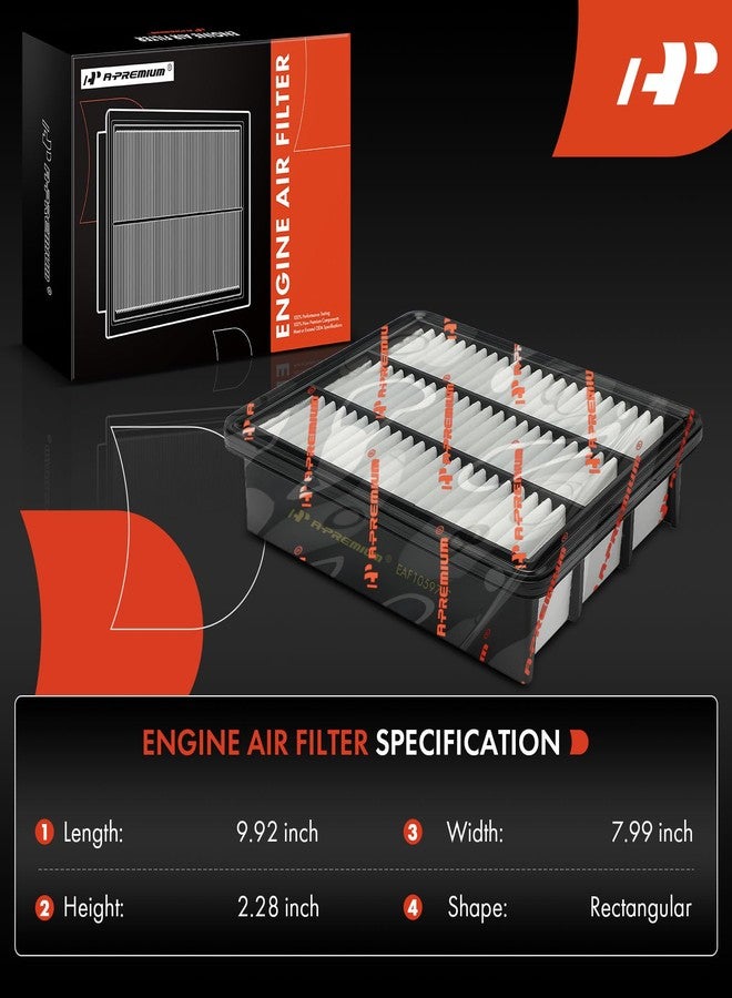 أ-بريميوم فلتر هواء محرك ممتاز متوافق مع مازدا CX-5 موديلات 2019-2023، وCX-6 موديلات 2018-2021، وCX-9 موديلات 2016-2023، سعة 2.5 لتر، بديل لرقم SH01133A0A - Image 2